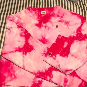 Pink tie die crop top sweater